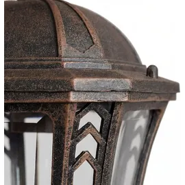 Licht-Erlebnisse Laterne Aluminium/Glas H:26,5 cm E27 IP44 1 Stück Braun Antik