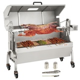 VEVOR Spanferkelgrill Lammgrill 117 cm, 60 kg Edelstahl Drehspieß Höhenverstellbar in 4 Stufen, 50 W 2 in 1 BBQ Rotisserie Grill inkl. Gewürzdose & Reinigungsbürste & Griff Elektrogrill mit Deckel