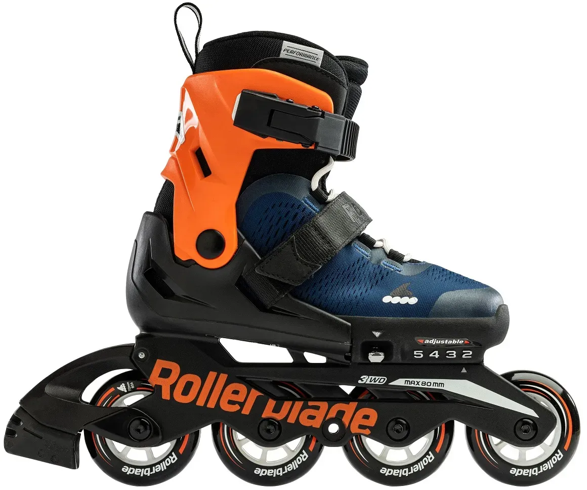 Rollerblade Inline Skates Microblade (Rollen: 72mm/80A, Kugellager: SG3) mitternachtblau/orange Kinder