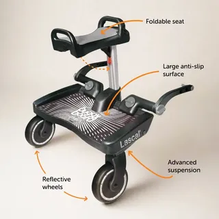 Lascal BuggyBoard Maxi+ Black mit grauem Sitz - Das perfekte Mitfahrbrett/KiddyB