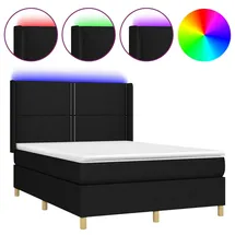 vidaXL Boxspringbett mit Matratze & LED Schwarz 140x200 cm Stoff