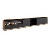 SKRAUT HOME Lowboard 310x50x37 cm Schwarz Eiche Holzwerkstoff