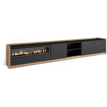 SKRAUT HOME Lowboard 310x50x37 cm Schwarz Eiche Holzwerkstoff
