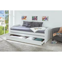 Doge Milano Stauraumbett Lotar 90 x 200 cm Kiefer massiv weiß
