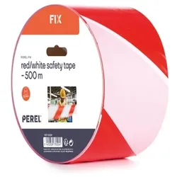 Perel Absperrband auf Rolle 500 m, ideal für temporäre Absperrungen und Veranstaltungen, rot/weiß