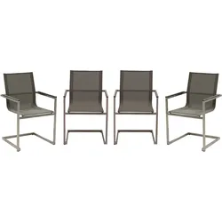 4er Set Freischwinger Schwingstuhl Gartenstuhl Esszimmer Garten Stuhl Taupe