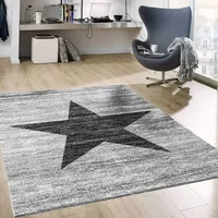 Vimoda Stern Jugendzimmer Wohnzimmer Teppich Grau Trendiger Kurzflor Teppich