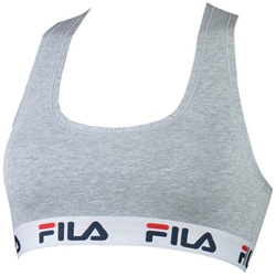 FILA Damen Bustier - ungepolsterter Bra, ohne Bügel, Baumwolle, einfarbig grau S (Small)