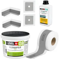 LEVEL PLUS Dichtset für Duschabdichtung Bad Dichtband Flüssigfolie 4 kg