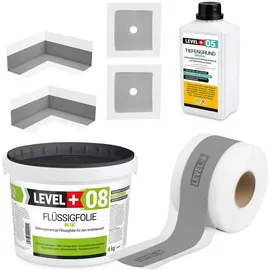 LEVEL PLUS Dichtset für Duschabdichtung Bad Dichtband Flüssigfolie 4 kg