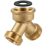 tecuro 2-Wege Verteilerstück 3/4 Zoll gold