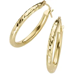Paar Creolen LUIGI MERANO "diamantierte Oberfläche, Gold 375", gold, Ohrringe, Damen, Gelbgold 375