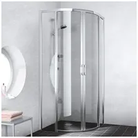 Kermi Liga Viertelkreis-Duschkabine mit Gleittür 80 x 200 cm silber Klarglas LIC50080201AK