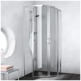Kermi Liga Viertelkreis-Duschkabine mit Gleittür 80 x 200 cm silber Klarglas LIC50080201AK