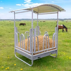 VOSS.farming Viereckraufe BASIC, Futterraufe mit Dach und Palisadenfressgitter