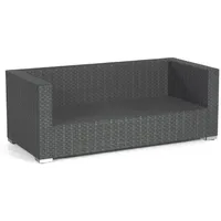 SonnenPartner 2-Sitzer Lounge-Sofa Residence Aluminium mit Polyrattan graphit-schwarz inklusive Kiss