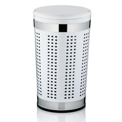 Sitz-Wäschebox Sevilla Metall weiß 60,5cm 35cmØ