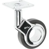 GTV - Möbelrollen GIRA | Lenkrollen | Rollen für Möbel | ohne Bremse | Durchmesser 60 mm | aus Kunststoff und Stahl | Schwarz + chrom