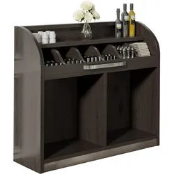 Besteckschrank | 110cm | Wenge/Schwarz | 1x Ablage | Besteckschränke, Besteckschrank Gastronomie, Kellnerstation, Besteckkommode
