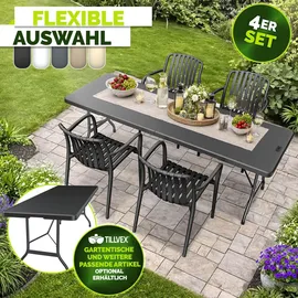 tillvex Gartenstuhl 4er Set 120 x 120 x 120 cm schwarz