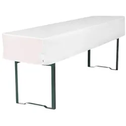 TexDeko Biertischhusse Tischdecke 3/8 Länge für Bierzelttisch Premium blickdicht waschbar 220x70x30cm (Weiß)