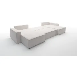 Fun Möbel Wohnlandschaft Schlafsofa Sofa CONOR PREMIUM Kunstleder Weiß - Weiß