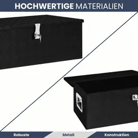 deluke DELUKE® Aluminiumbox mit Deckel Abschließbar Alubox Deichselbox Alu Anhängerbox Werkzeugkiste Transportbox Metallkiste, 100x55x37cm Schwarz