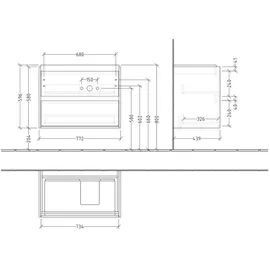 Villeroy & Boch Waschtischunterschrank 2 Auszüge 77,2 x 59,6 x 43,9 cm Soft Green