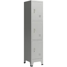 [en.casa] Schließfachschrank Stahl 180x38x45 cm Grau abschließbar