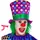 w widmann milano party fashion 10677 - Zylinder mit Haaren, Lila mit bunten Punkten, Clown, Spaßmacher, Horror-Clown, Mottoparty, Karneval, Halloween