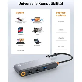 NOVOO USB C Docking Station 4K@60Hz Dual HDMI USB C Hub Adapter mit 2 HDMI 4K@60Hz,PD 100W Schnellladen, 3X USB-A für MacBook Pro M2, Dell, HP, Lenovo, Surface und mehr Typ C Geräten