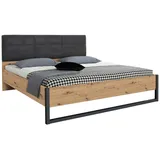 Rauch Bett Anthrazit, Graphit, Eiche Artisan, Textil, 160x200 cm, gepolstertes Kopfteil, Lattenrosthöhe individuell einstellbar, Schlafzimmer, Betten, Futonbetten