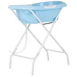 Chipolino Babybadewanne Ständer Noemi klappbar, Ablauf, Ablagefächer, ab Geburt blau