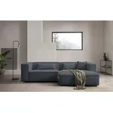 LeGer Home by Lena Gercke Ecksofa "PIARA mit Kedernaht, Cord, Leinenoptik o. Strukturstoff, Couch, L-Form", grau (dunkelgrau), B:267cm H:66cm T:167cm, 100% Polyester, LEGER HOME BY LENA GERCKE, Sofas, Ecksofa, wahlweise Ottomane rechts/links, schwarze Füße, bequemer Sitzkomfort