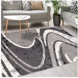 Mazovia Designteppich Modern Teppich Kurzflor Wohnzimmerteppich Robust und pflegeleicht GRAU, 160 x 230 cm, Fußbodenheizung,Allergiker geeignet,Farbecht,Pflegeleicht,Geometrisch grau 160 x 230 cm