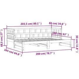 vidaXL Tagesbett Ausziehbar Weiß 80x200 cm Massivholz Kiefer1898084