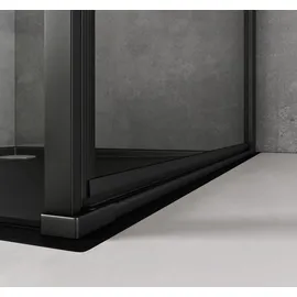 SoGood doporro Eck-Duschkabine 80x100x195cm Eckdusche in schwarz mit Hebe- und Senkmechanismus ESG-Sicherheitsglas Klarglas inkl. beidseitiger Easy-Clean-Beschichtung Ravenna36-plus
