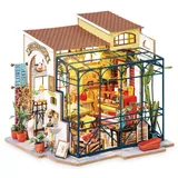 ROBOTIME DG145 Rolife Emilys Blumenladen Miniatur-Puppenhaus aus Holz, Metall, Stoff und Kartonage, Maße: 22 x 15 x 17 cm,