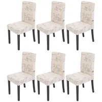 Mendler 6er-Set Esszimmerstuhl Stuhl Küchenstuhl Littau Textil mit Schriftzug,