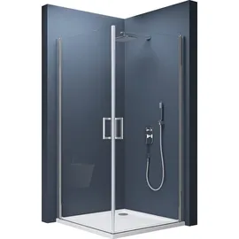 SoGood doporro Eck-Duschkabine Eckdusche 85x85x195cm Duschabtrennung ESG-Sicherheitsglas Klarglas inkl. beidseitiger Easy-Clean-Beschichtung