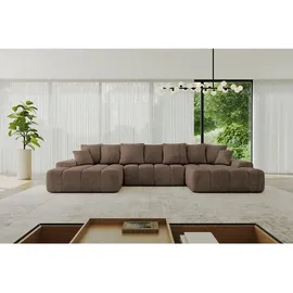 altdecor Eckcouch Samt 6-Sitzer Braun