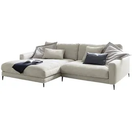 KAWOLA Ecksofa Cara Cord Recamiere links hellgrau