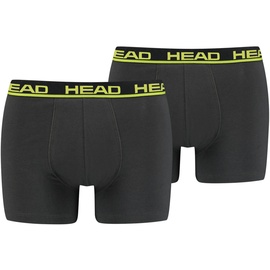 Head Herren Boxershorts im Pack - Basic, Baumwoll Stretch, einfarbig Anthrazit/Gelb L