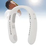 Wiederaufladbarer Nackenventilator Mit Halbleitertechnologie, 4000 Mah, Dual Flow, Starker Luftstrom, Leise, Leicht, 3 Geschwindigkeitsstufen, Abs + Legierung, Weiß, Ideal Für Reisen, Sport, Strand Un