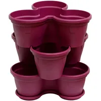 ENGELLAND® 3X Blumentopf, Säulentopf, Pflanzturm, Hochbeet, Pflanztopf-Kübel mit Untersetzer,