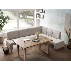 Eckbank EXXPO - SOFA FASHION "Intenso, moderner Cordbezug, 264/197 cm (B/T)", beige, B:264cm H:91cm T:197cm, NaturLeder, Strukturstoff (Zusammensetzung: Polyester 100%), Luxus-Microfaser (Zusammensetzung: Aufgeflockte 100% Polyester Schicht mit Prägung), Cord (Zusammensetzung: Polyester 100%), Sitzbänke, hohe Bodenfreiheit, frei im Raum stellbar, hoher Sitzkomfort