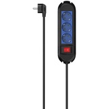 Hama Steckdosenleiste 3-fach, Schalter, Wandmontage, 1,5 m, Schwarz/Blau