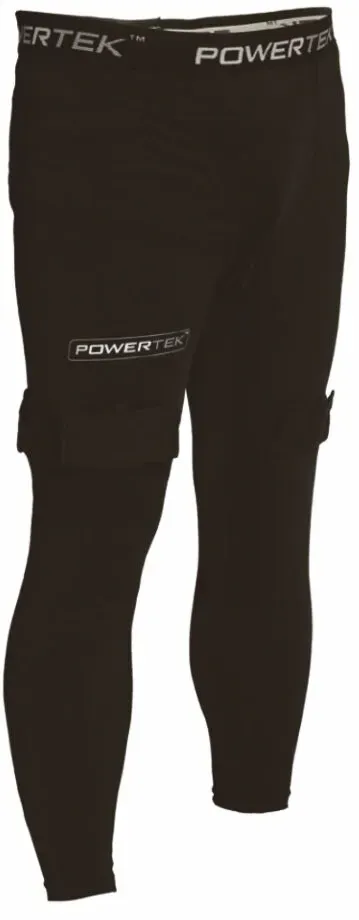 Kompressionsshose mit Tiefschutz POWERTEK  V5.0 Bambini (Youth) L/XL - Weiß,Schwarz