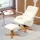 Homcom Relaxsessel Kunstleder 84 x 102 x 71 cm Cremeweiß mit Hocker