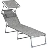 Songmics Sonnenliege 193 x 53 x 29 cm Grau